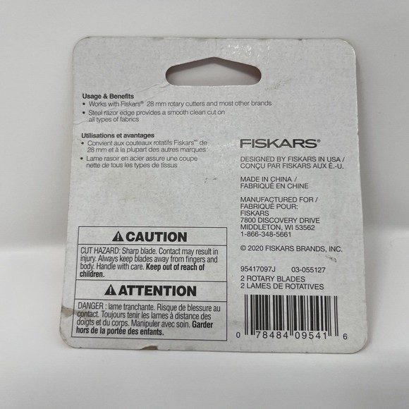Fiskars Rotary Cutter Steel Edge Blades 28mm 2/Pkg 078484095416 - Picture 5 of 5